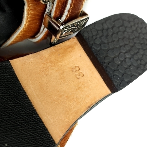 James Brown Calf Fur Slides Flats Sz 38 - Picture 10 of 10